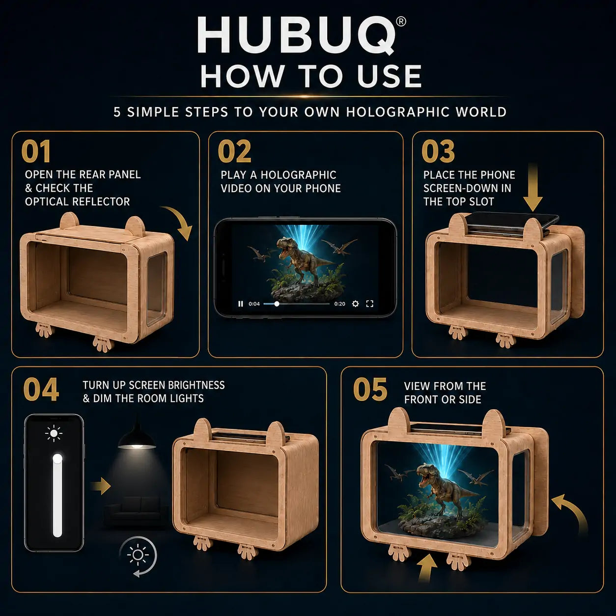 HUBUQ® HoloVerse — Immersive 3D Holographic World Box