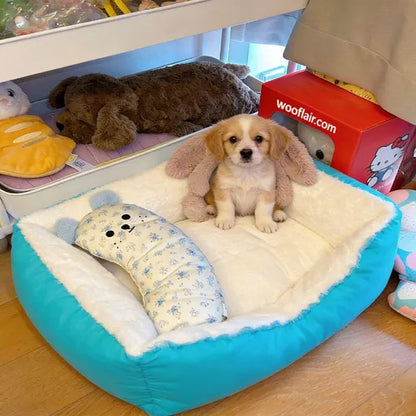 Wooflair® Cozy Nest Plush Dog Bed – Ultra-Soft Puppy Sofa Bed with Raised Sides & Removable Cushion for Small Dogs