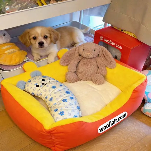 Wooflair® Cozy Nest Plush Dog Bed – Ultra-Soft Puppy Sofa Bed with Raised Sides & Removable Cushion for Small Dogs