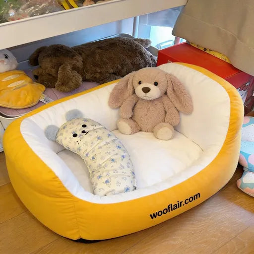 Wooflair® Cozy Nest Plush Dog Bed – Ultra-Soft Puppy Sofa Bed with Raised Sides & Removable Cushion for Small Dogs